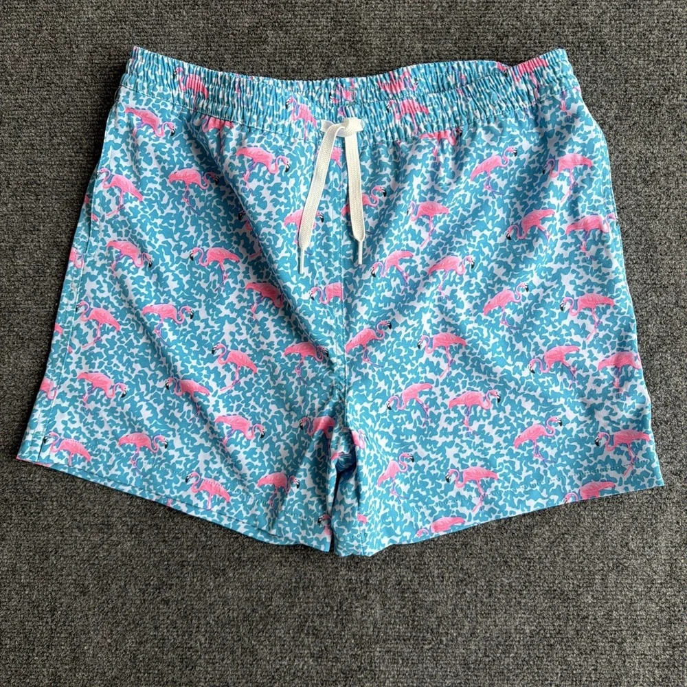 Chubbies Yth Swim Trunks Sz XL 18/20 Pink Blue Flamingos Lined With Pockets NEW